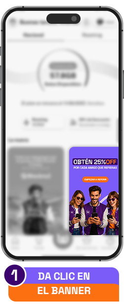 Pantalla de inicio de la app somos wim, muestra primer imagen del carrusel ubicado en la parte inferior. Esta imagen invita a convertirte en wimfluencer, el programa de referidos de somos wim